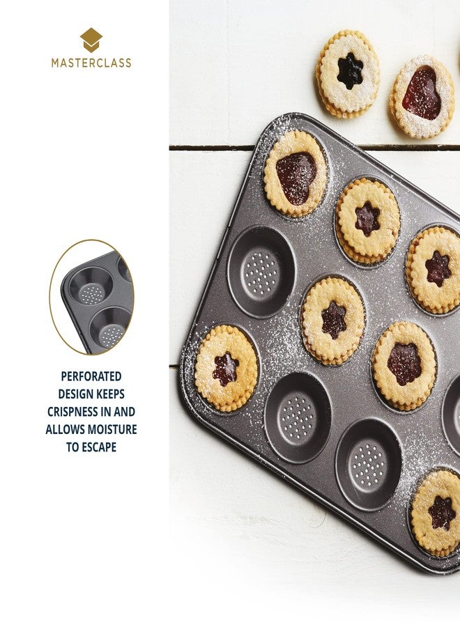 Master Class MasterClass Crusty Bake Perforated Mince Pie Baking Tray with PTFE, PFOA and BPA Free Non Stick, Robust 1mm Thick Carbon Steel, 32 x 24cm 12 Hole Tart Tin, Grey - Image 3
