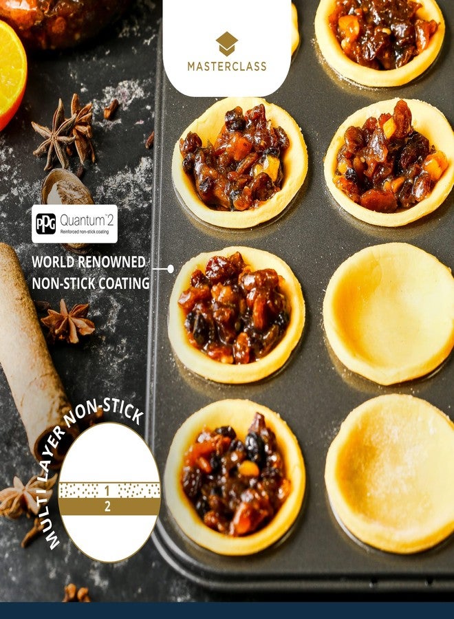 Master Class MasterClass Crusty Bake Perforated Mince Pie Baking Tray with PTFE, PFOA and BPA Free Non Stick, Robust 1mm Thick Carbon Steel, 32 x 24cm 12 Hole Tart Tin, Grey - Image 4