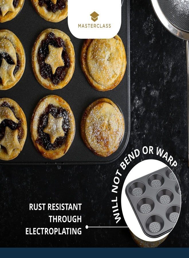 Master Class MasterClass Crusty Bake Perforated Mince Pie Baking Tray with PTFE, PFOA and BPA Free Non Stick, Robust 1mm Thick Carbon Steel, 32 x 24cm 12 Hole Tart Tin, Grey - Image 5