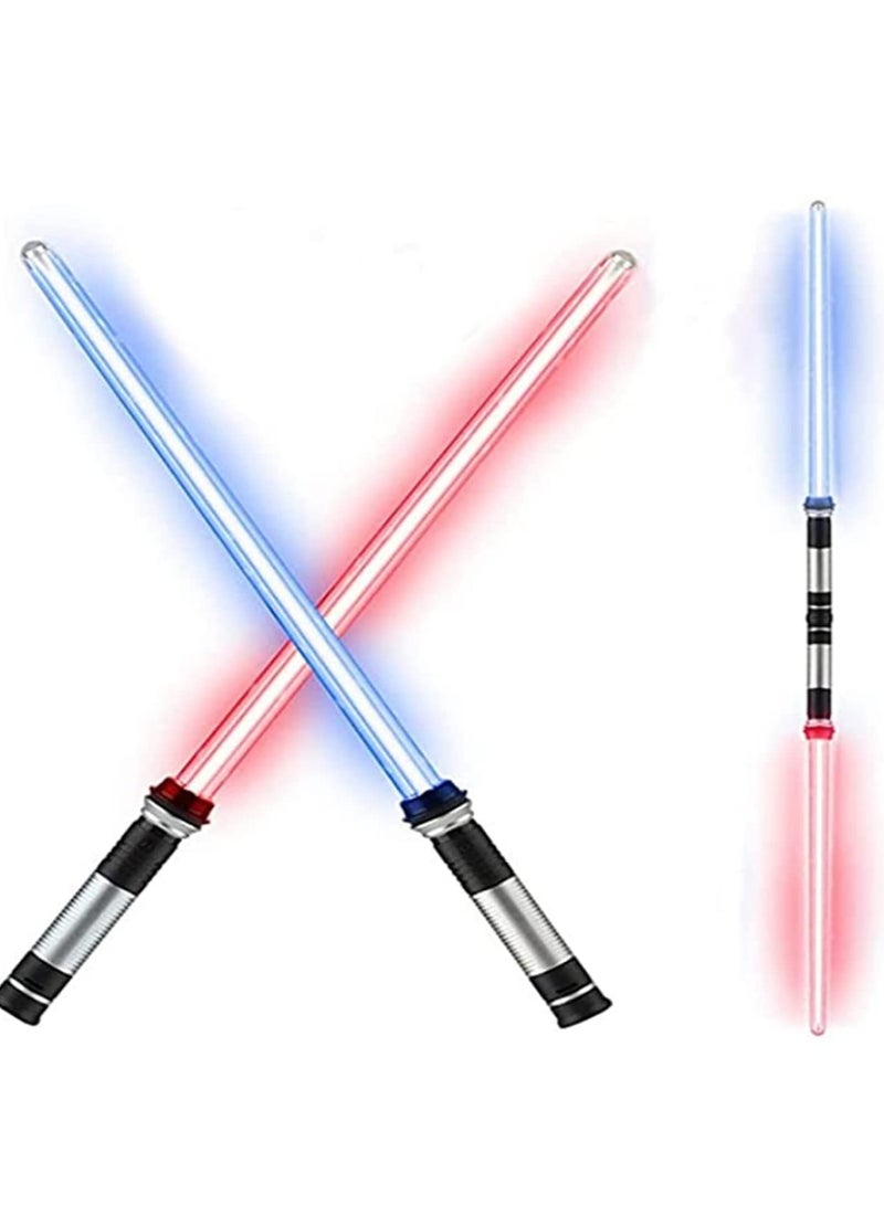 دوركو 2 جهاز كمبيوتر شخصي لامع سيف ضوء الليزر مزدوج السيف ، هدية مهووس متعة مع أضواء حمراء وأزرق زاهية للبالغين والأطفال - Image 1