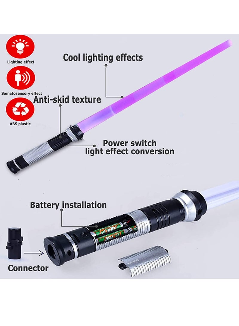 دوركو 2 جهاز كمبيوتر شخصي لامع سيف ضوء الليزر مزدوج السيف ، هدية مهووس متعة مع أضواء حمراء وأزرق زاهية للبالغين والأطفال - Image 2