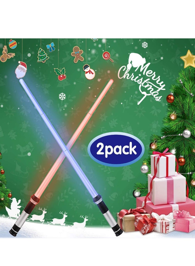 دوركو 2 جهاز كمبيوتر شخصي لامع سيف ضوء الليزر مزدوج السيف ، هدية مهووس متعة مع أضواء حمراء وأزرق زاهية للبالغين والأطفال - Image 4