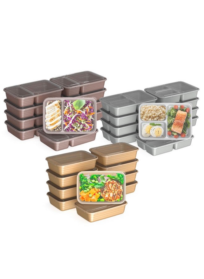 Bentgo Bentgo Prep 60-Piece Meal Prep Kit - Reusable Food Containers 1-Compartment, 2-Compartment, & 3-Compartments for Healthy Eating - Microwave, Freezer, & Dishwasher Safe (Gleam Metallics)  - Image 1