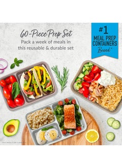 Bentgo Bentgo Prep 60-Piece Meal Prep Kit - Reusable Food Containers 1-Compartment, 2-Compartment, & 3-Compartments for Healthy Eating - Microwave, Freezer, & Dishwasher Safe (Gleam Metallics)  - Image 2