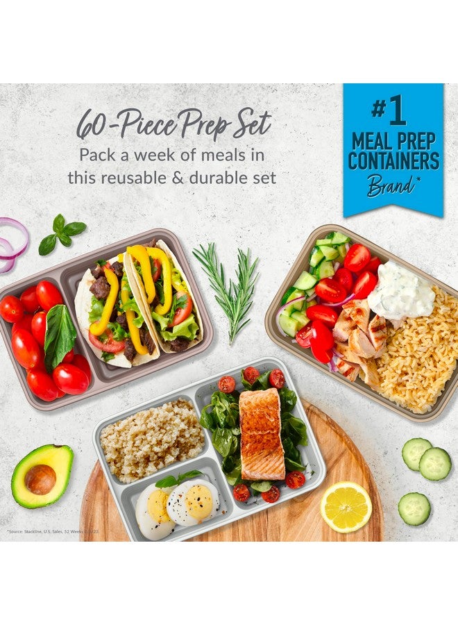 Bentgo Bentgo Prep 60-Piece Meal Prep Kit - Reusable Food Containers 1-Compartment, 2-Compartment, & 3-Compartments for Healthy Eating - Microwave, Freezer, & Dishwasher Safe (Gleam Metallics)  - Image 2