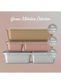 Bentgo Bentgo Prep 60-Piece Meal Prep Kit - Reusable Food Containers 1-Compartment, 2-Compartment, & 3-Compartments for Healthy Eating - Microwave, Freezer, & Dishwasher Safe (Gleam Metallics)  - Image 3