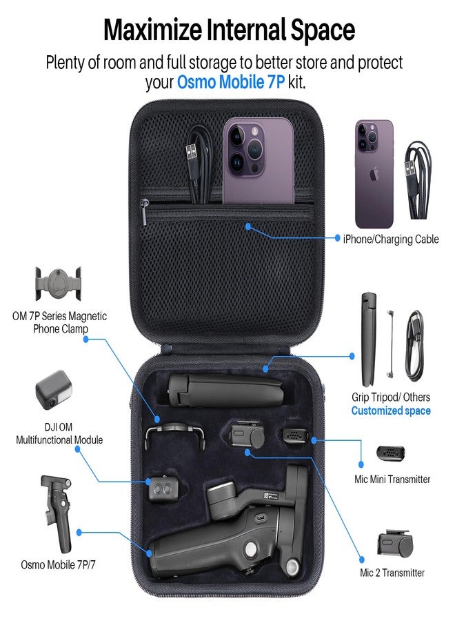 Peyyargo Hard Protective Case Compatible with DJI Osmo Mobile 7P / 7 Gimbal Stabilizer for iPhone, Android (Black) - Image 3