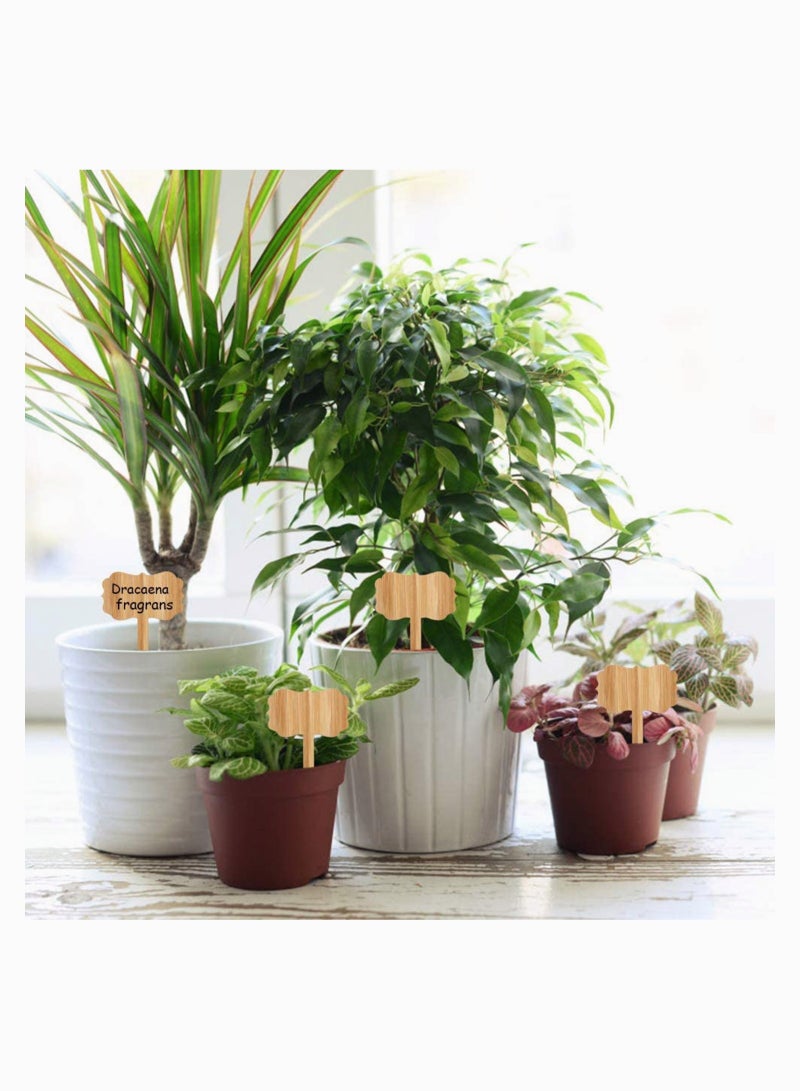 Plant Tags, T- Type Wooden Plant Markers with Pen for Plants Nursery Seed Garden Greenhouse Supplies, Herbs Flowers Vegetables Potted (6.3x10cm) 60 PCS