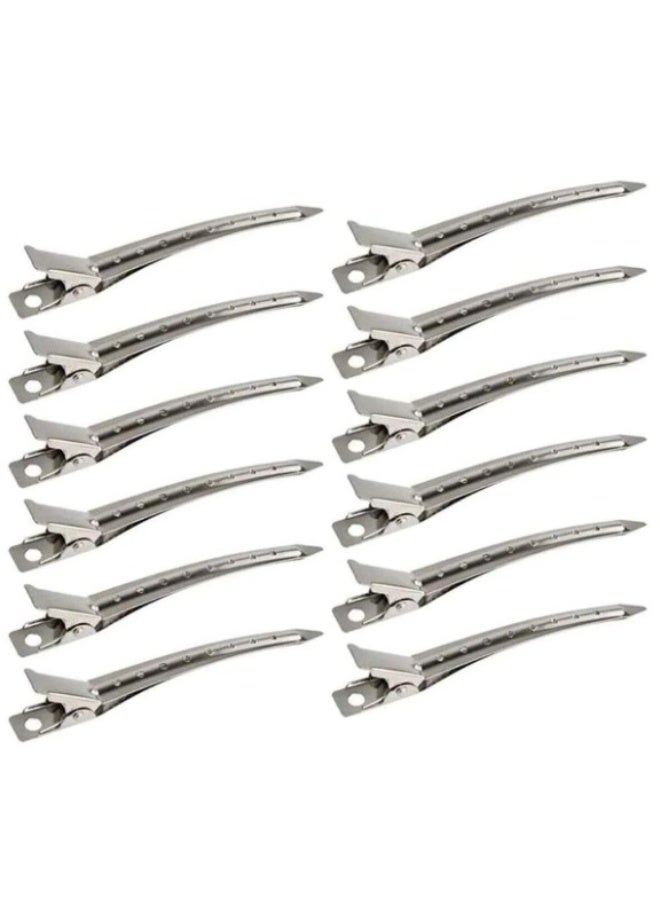 bunca Rust-resistant metal duckbill clips for styling and coloring hair - Silver