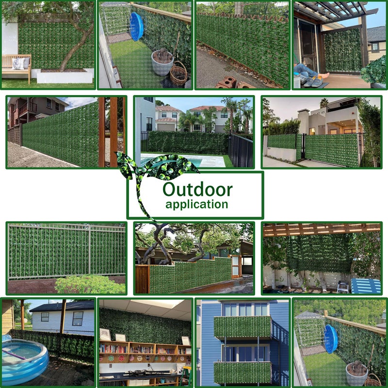 Odtory Artificial Ivy Privacy Fence Wall Screen: 72 x144 in UV-Anti Faux Greenery Backdrop Ivy Vine Leaf Hedges Fence Panels for Patio, Balcony, Garden, Backyard Indoor Outdoor Green Wall Decor - Image 5