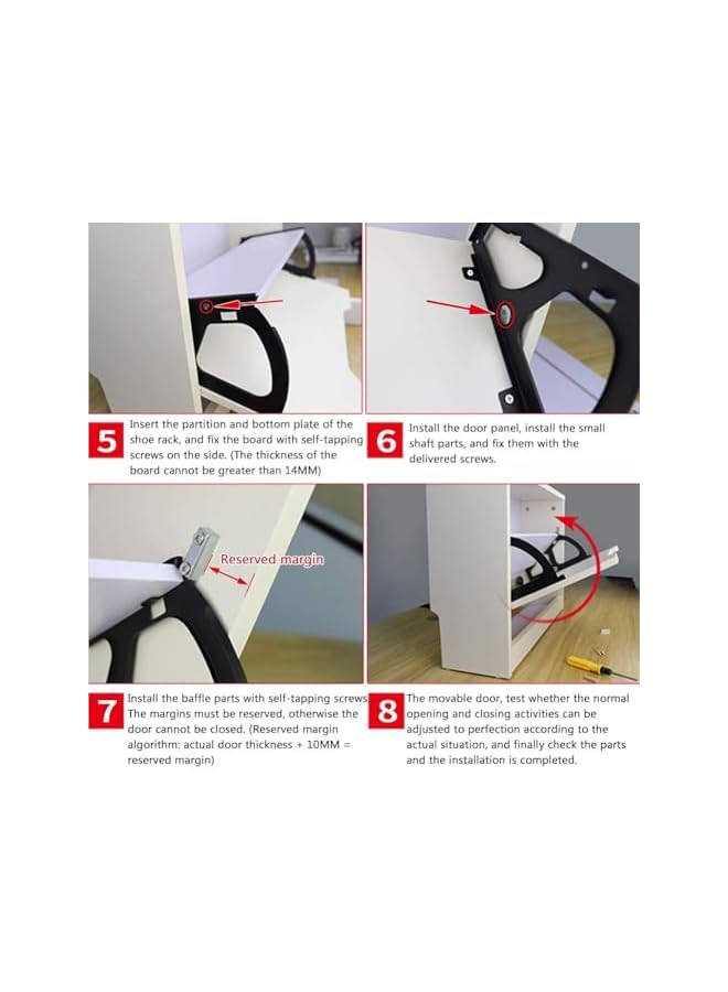 S-TOP Shoes Drawer Hinge, 2 PCS Stainless Steel Cabinet Flip Plate Frame Turning Rack Accessory, Durable Hardware Replacement Fittings for Home Furniture, Easy to Install with Fixing Parts - Image 2