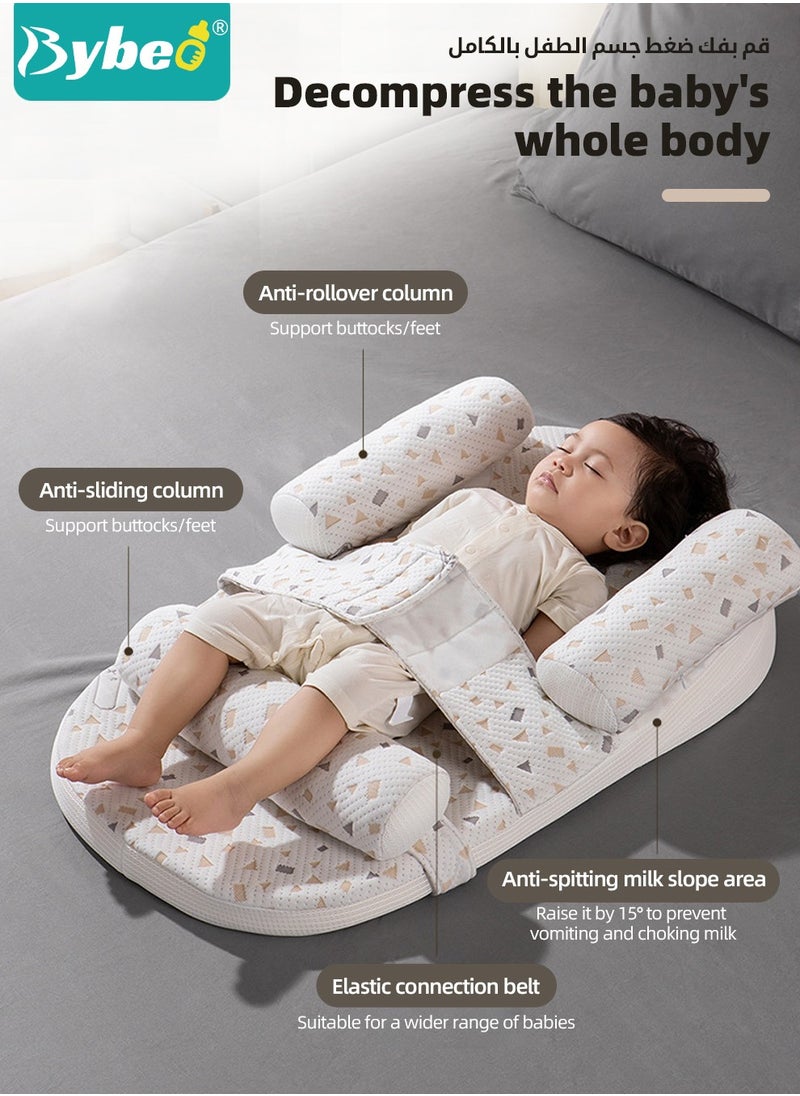 Bybeo Baby Crib Wedge Pillow, Newborn Feeding Pillows, Nursing Pillow for Breastfeeding, Anti- Roll Baby Side Sleeper, Baby Sleeping Wedge,  Milk Pillow With Adjustable Height for Newborns Infants  - Image 4