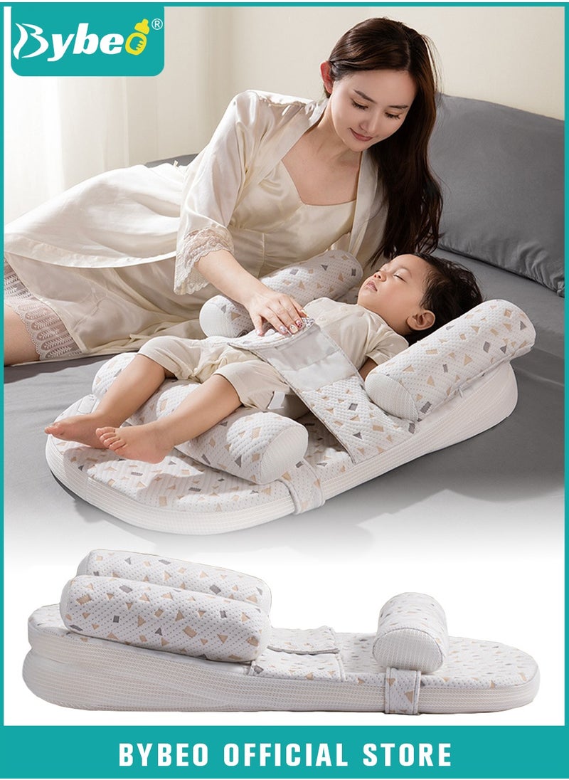 Bybeo Baby Crib Wedge Pillow, Newborn Feeding Pillows, Nursing Pillow for Breastfeeding, Anti- Roll Baby Side Sleeper, Baby Sleeping Wedge,  Milk Pillow With Adjustable Height for Newborns Infants  - Image 1