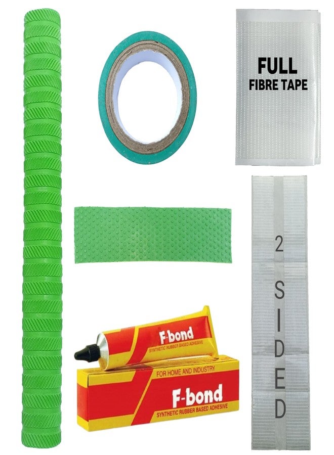 Rai & Gen Cricket Bat Grip, Toe Guard with Adhesive, Wrapping Tape for Bat Handle With Bat Grip, Anti-Scuff & Anti-Crack 1 Pices Full Fibre & 1 Pices 2-Sided Fiber Tape Sheet Combo (Pack Of 5) - Image 1