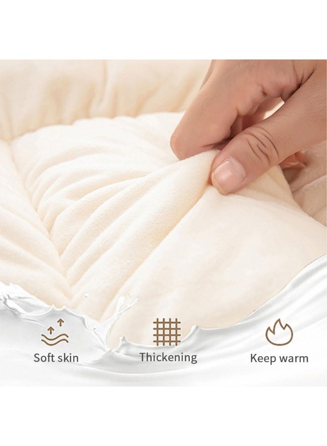 Reelyo Integrated Chair Cushion with Backrest, Soft Flannel Velvet Tufted Chair Pad, High-Elastic PP Cotton Filling Anti-Deform Seat Cushion with Double Non-Slip Fixing Straps, Multi-Purpose Cushion for Home Office Dining Bedroom Car Seat Patio, Beige 38×45×42cm - Image 5