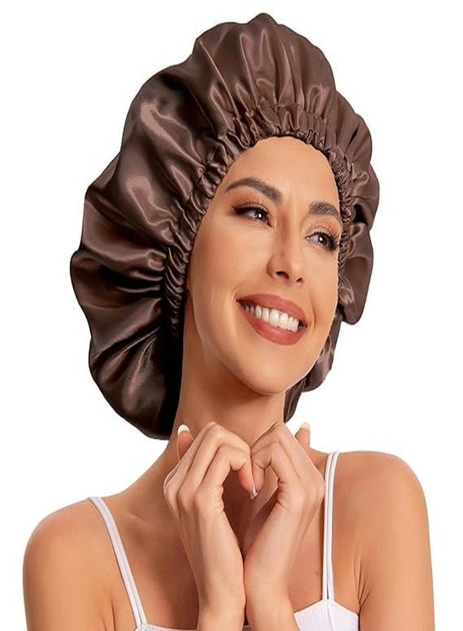 Craftelio Satin Pillow Covers Set of 2 with Matching Hair Bonnet - Anti-Frizz, Skin-Friendly Pillow & Cap with 3 Free Random Satin Scrunchies (Brown) - Image 4