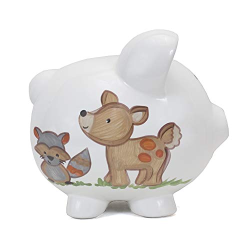 Child to Cherish Ceramic Piggy Bank for Boys Woodlands - Image 1