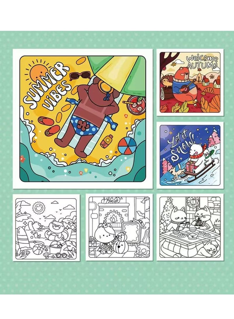 Coloring Book 40 Sweet Four Seasons Coloring Book Coloring Book Painting Coloring Book - Image 2