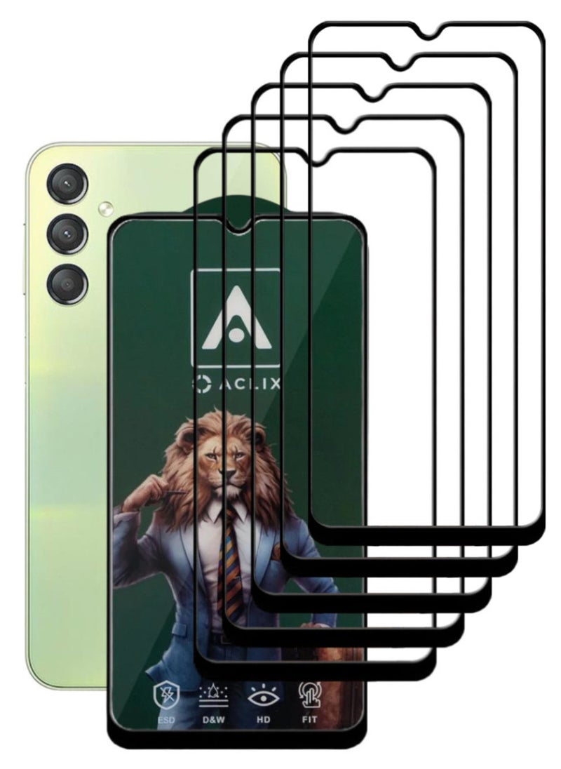 ACLIX 5 Pieces Antistatic ESD Dustproof Premium Quality High Definition Tempered Glass Screen Protector Designed For Samsung Galaxy A24 4G - Image 1