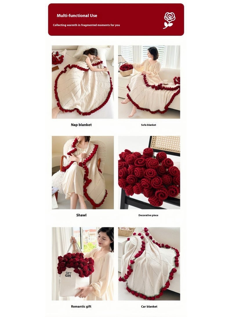 DIY Hand-woven Rose Blanket - 99 Red Roses - Home/Office/Car - Image 4