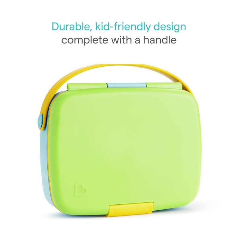 Munchkin Lunch Bento Box for Kids and Toddlers, Includes Stainless Steel Utensils, BPA-Free, 18 Months and Up, Blue/Green/Yellow - Image 5