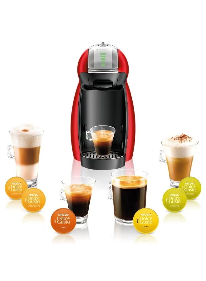 دولسي قوستو ماكينة قهوة كبسولات أوتوماتيكية NESCAFÉ DOLCE GUSTO من ديلونجي GENIO 2 بقوة مضغطة تصل إلى 15 بار، لصنع كابتشينو، غراند، شاي، شوكولاتة ساخنة وإسبريسو، موديل EDG465.R باللون الأحمر - Image 2