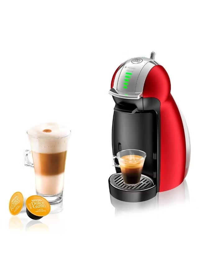 دولسي قوستو ماكينة قهوة كبسولات أوتوماتيكية NESCAFÉ DOLCE GUSTO من ديلونجي GENIO 2 بقوة مضغطة تصل إلى 15 بار، لصنع كابتشينو، غراند، شاي، شوكولاتة ساخنة وإسبريسو، موديل EDG465.R باللون الأحمر - Image 1