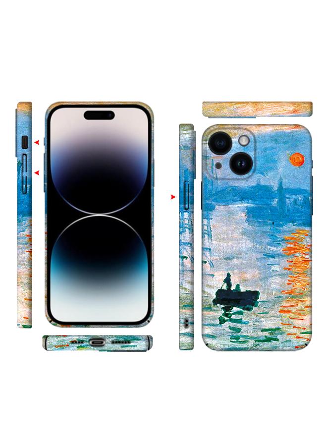 Apple iPhone 14 Art Oil Painting Phone Case - Claude Monet Sunrise Impression - Full Pack Frosted Cool Creative Lens Anti Drop Case  - Image 1