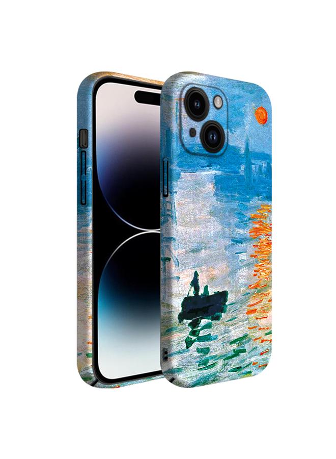 Apple iPhone 14 Art Oil Painting Phone Case - Claude Monet Sunrise Impression - Full Pack Frosted Cool Creative Lens Anti Drop Case  - Image 2