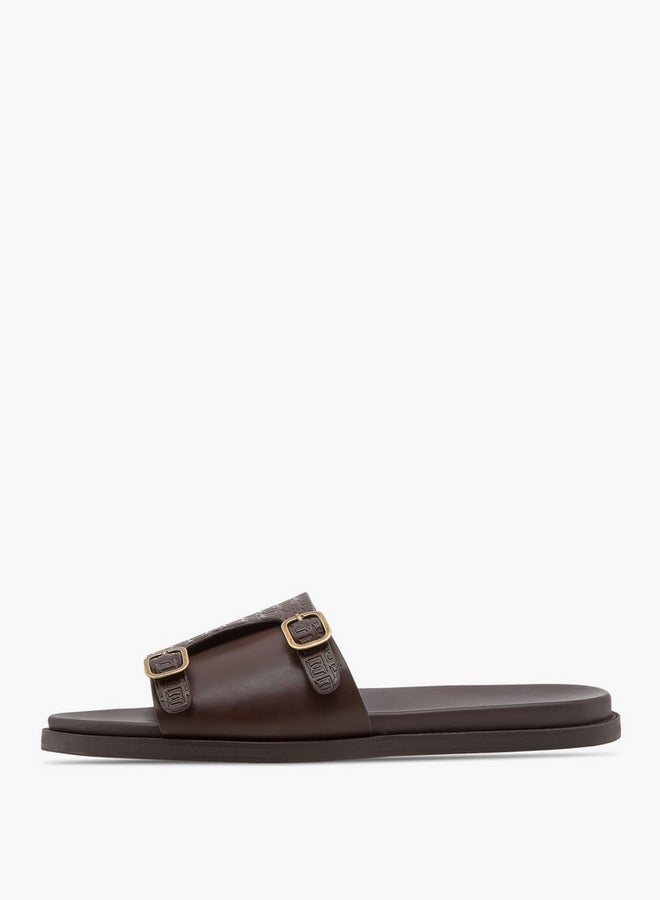DUCHINI Men's Monogram Embossed Slip-On Comfort Sandals  - Image 3