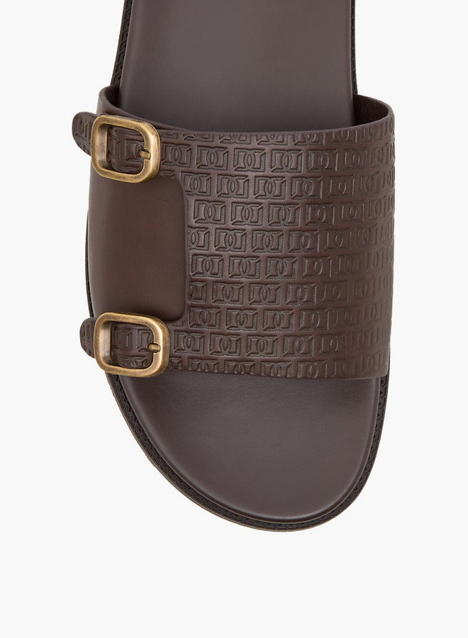 DUCHINI Men's Monogram Embossed Slip-On Comfort Sandals  - Image 4