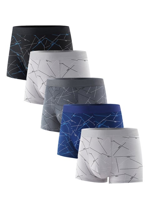 سراويل داخلية وسراويل داخلية من Zeemey مكونة من 5 قطع للرجال ، ملابس داخلية من القطن المرن قابلة للتهوية ومقاومة للرطوبة ، مقاس حديث منخفض الارتفاع