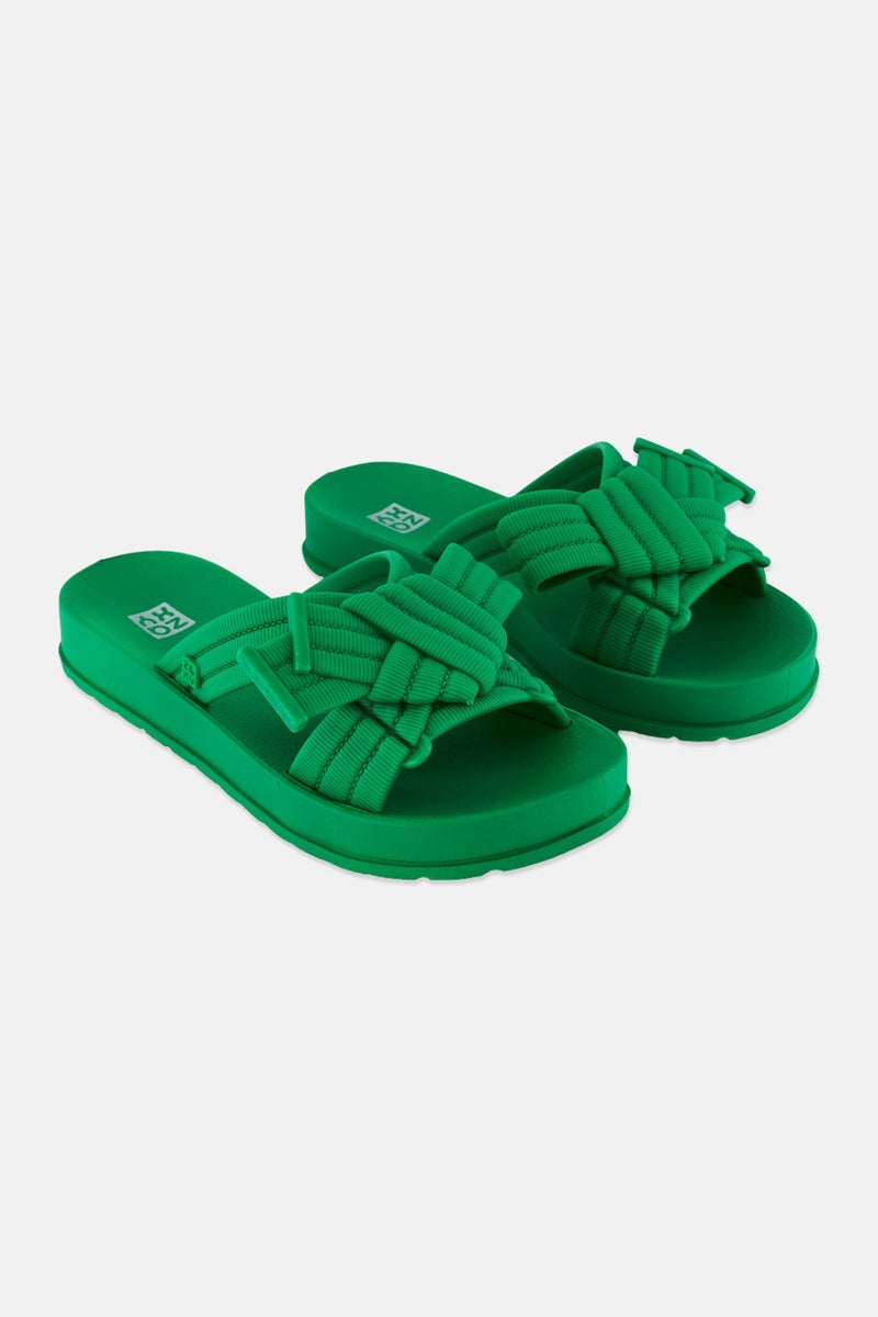 Zaxy Women Urbana Slip On Slides, Green - Image 1