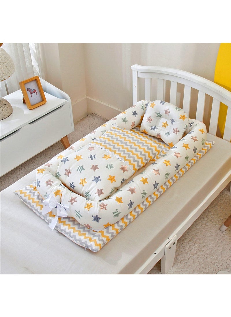 Generic 1 x 5 pcs Portable Baby Nest with Detachable Washable Cover Starry Sky Yellow (Remove and wash with Quilt) 
