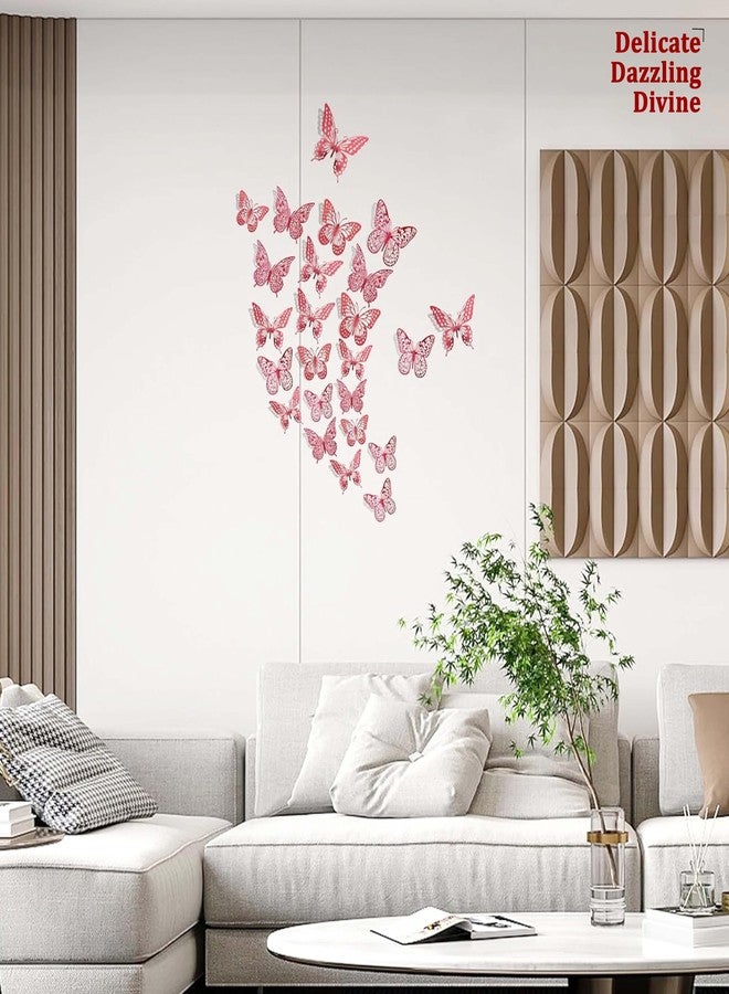 Seyal Red 3D Butterfly Wall Decor - 48 Pcs Removable Butterfly Wall Stickers in 4 Styles and 3 Sizes for Birthday Parties, Home Wall Décor,Living Room, Wedding Backdrop, Celebration and DIY Decoration - Image 5