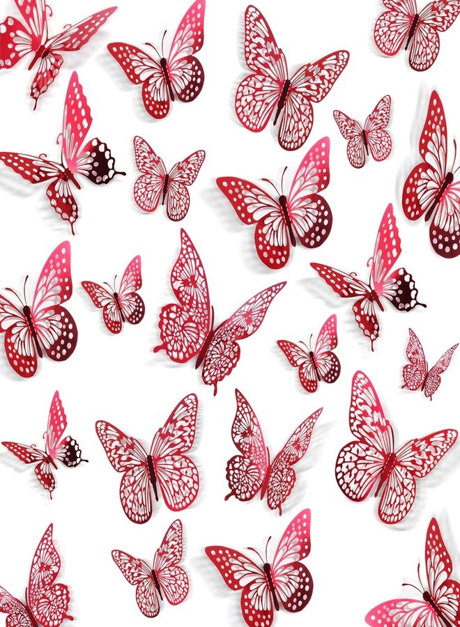 Seyal Red 3D Butterfly Wall Decor - 48 Pcs Removable Butterfly Wall Stickers in 4 Styles and 3 Sizes for Birthday Parties, Home Wall Décor,Living Room, Wedding Backdrop, Celebration and DIY Decoration - Image 1