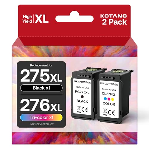 KOTANG PG-275XL CL-276XL Ink Replacement for Canon 275 and 276 Ink Cartridges Remanufactured 275 276 XL Ink Work with TS3722 TR4720 TS3700 TR4700 TS3522 TR4722 TS3500 TS3720 TS3700 TS3520 TR4723 Printers - Image 1