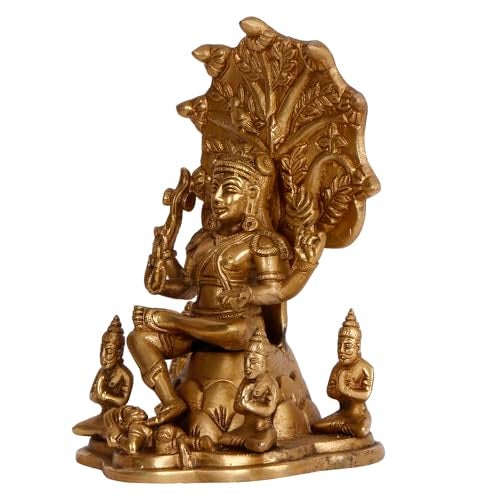 Kartique Brass Dakshinamurthy Shiva as a guru Teacher of All Types of Knowledge Statue Height 9 Inches - Image 4