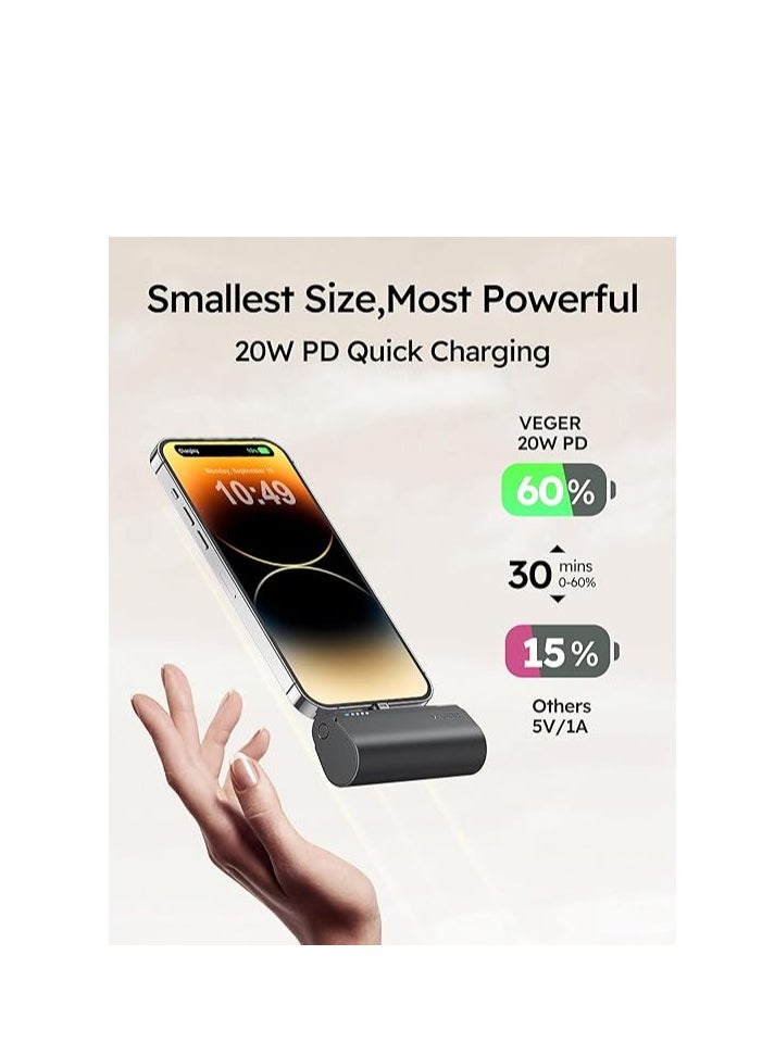 VEGER 20W Small 5000mAh Mini Power Bank 20W Fast Charging Portable Charger Battery Pack Compatible with iPhone 14/14 Pro/14 Pro Max/14 Plus/13/12/11 /XS/XR/X/8/7/6s/Plus  - Image 2