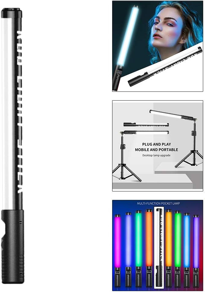 كلاراكو مصباح أنبوبي LED محمول RGB، مصابيح تعبئة فيديو LED، إضاءة تصوير فوتوغرافي لتسجيل الفيديو، مصباح عصا، 2500-8500 كلفن، 10 أوضاع إضاءة باللون الأسود - Image 1