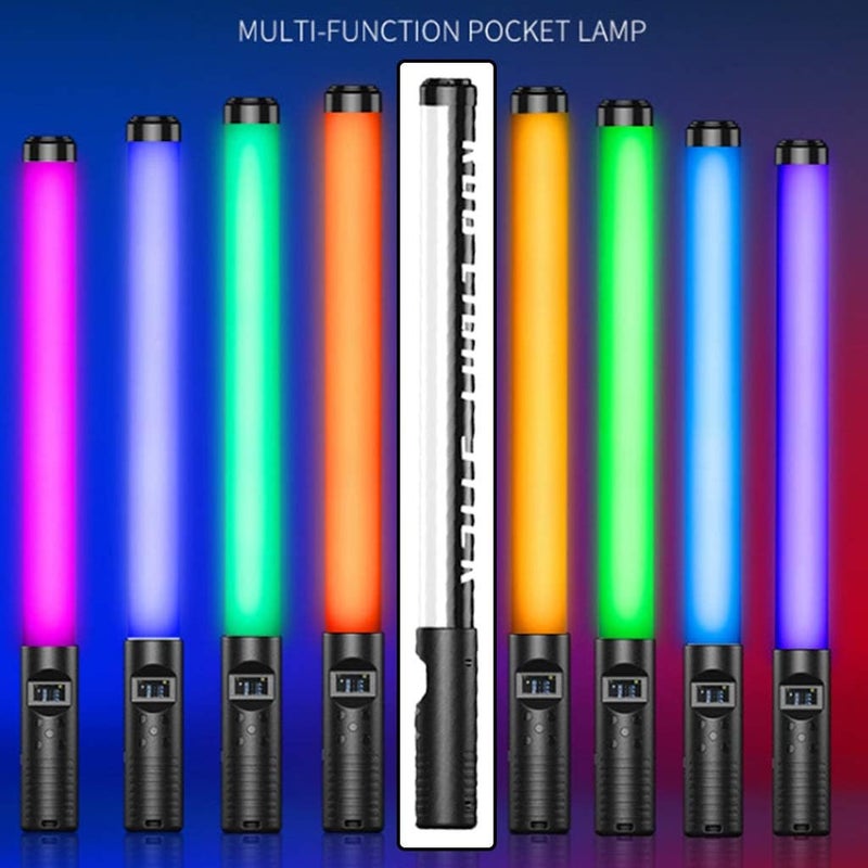 كلاراكو مصباح أنبوبي LED محمول RGB، مصابيح تعبئة فيديو LED، إضاءة تصوير فوتوغرافي لتسجيل الفيديو، مصباح عصا، 2500-8500 كلفن، 10 أوضاع إضاءة باللون الأسود - Image 2