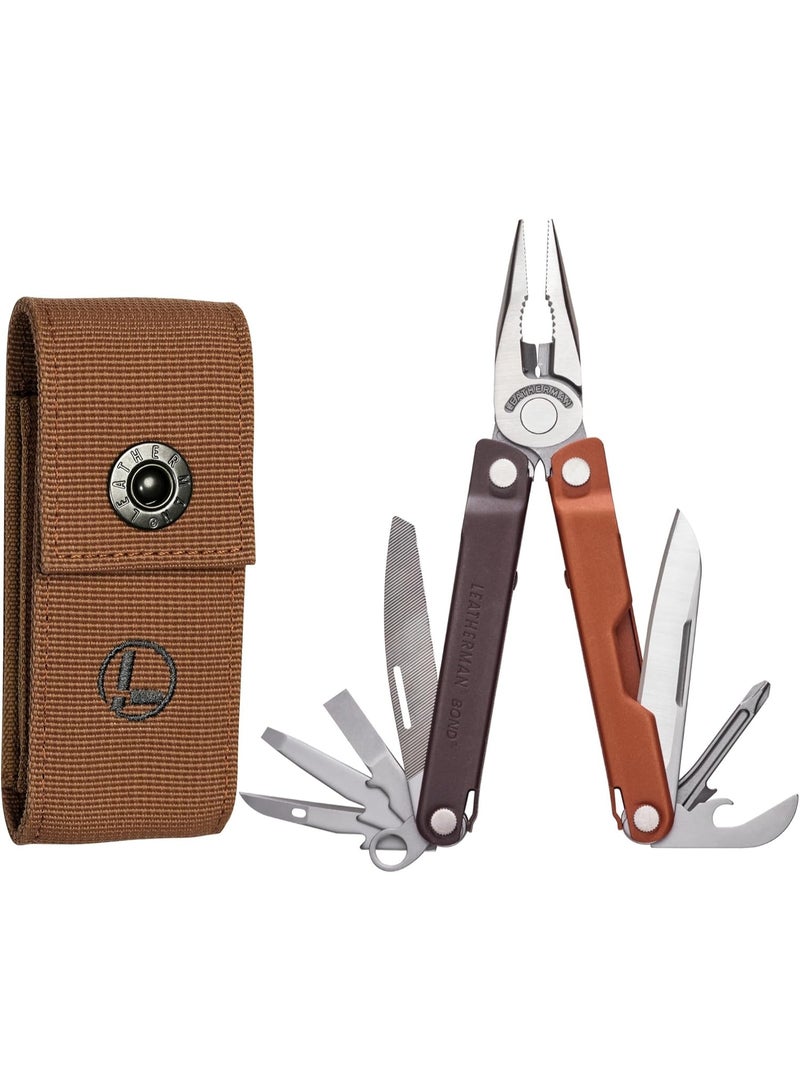 LEATHERMAN LEATHERMAN, Bond Multi-tool, EDC Tool with 420HC Nylon Sheath, Burnt Sienna  - Image 1