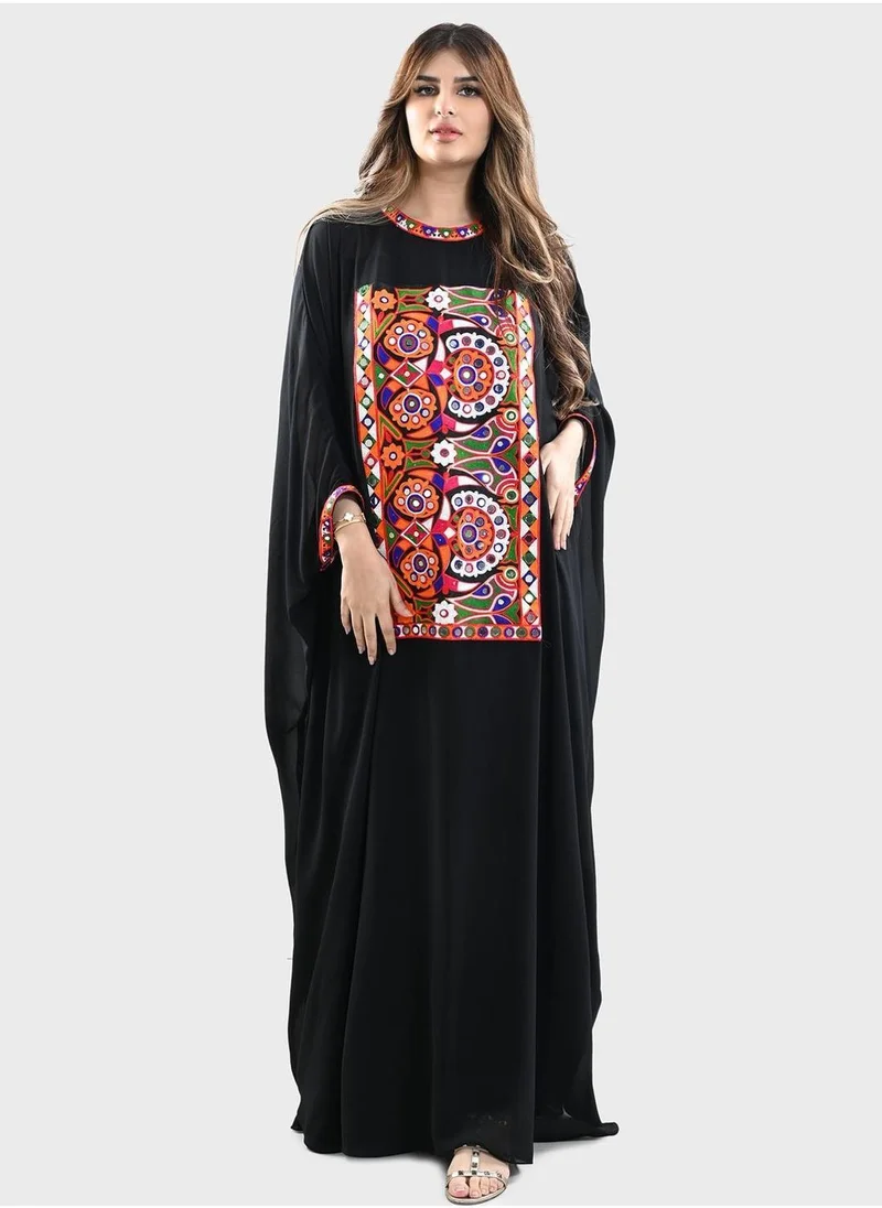 TOP TATO Printed Cape Sleeve Jalabiya