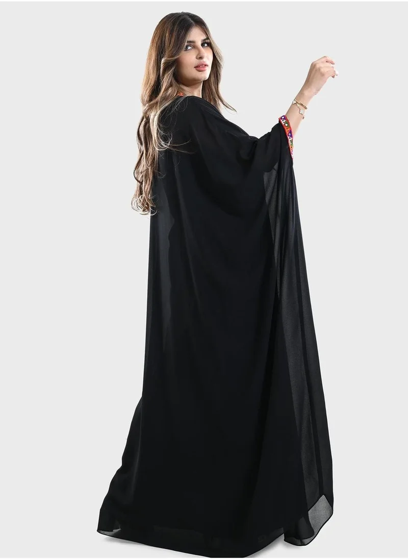 TOP TATO Printed Cape Sleeve Jalabiya