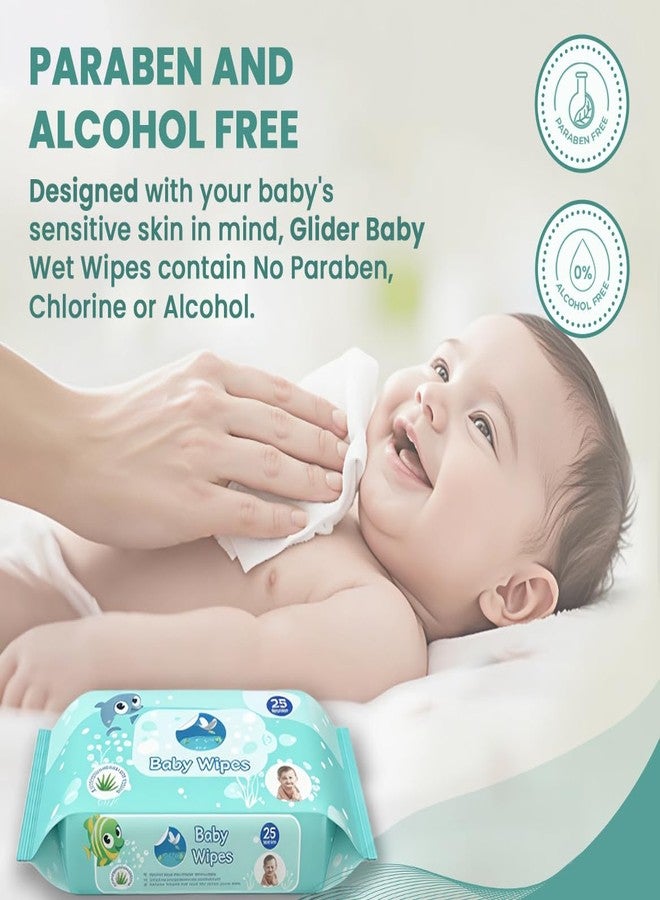 GLIDER [ NEW LAUNCH ] GLIDER Baby Wipes | 25 Wipes/Pack | Soft and Thick with 98% Water | Aloe Vera & Vitamin E | (Pack of 4 (100 Wipes) - Image 4