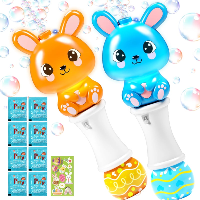 Letapapa 2 Pack Easter Bubble Wands for Kids 112 inch Automatic Bubble Blower with Light for Girls Boys Bubble Toy for Easter Party Favor Easter Basket Stuffers - Image 3