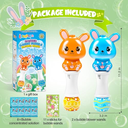 Letapapa 2 Pack Easter Bubble Wands for Kids 112 inch Automatic Bubble Blower with Light for Girls Boys Bubble Toy for Easter Party Favor Easter Basket Stuffers - Image 5