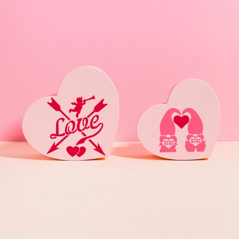 Duozea 50 Pieces Valentine Stencils for Painting on Wood, Reusable Heart Love Valentines Stencil Templates for Happy Valentine Ornaments Envelopes DIY Crafts Supplies - Image 4