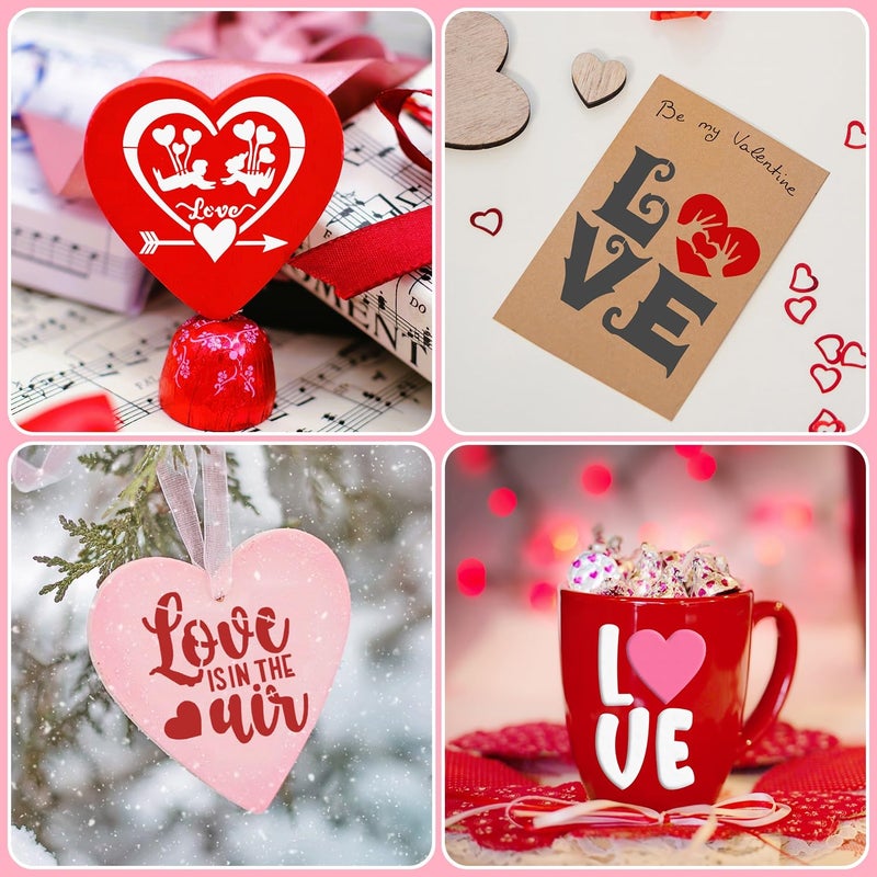 Duozea 50 Pieces Valentine Stencils for Painting on Wood, Reusable Heart Love Valentines Stencil Templates for Happy Valentine Ornaments Envelopes DIY Crafts Supplies - Image 5