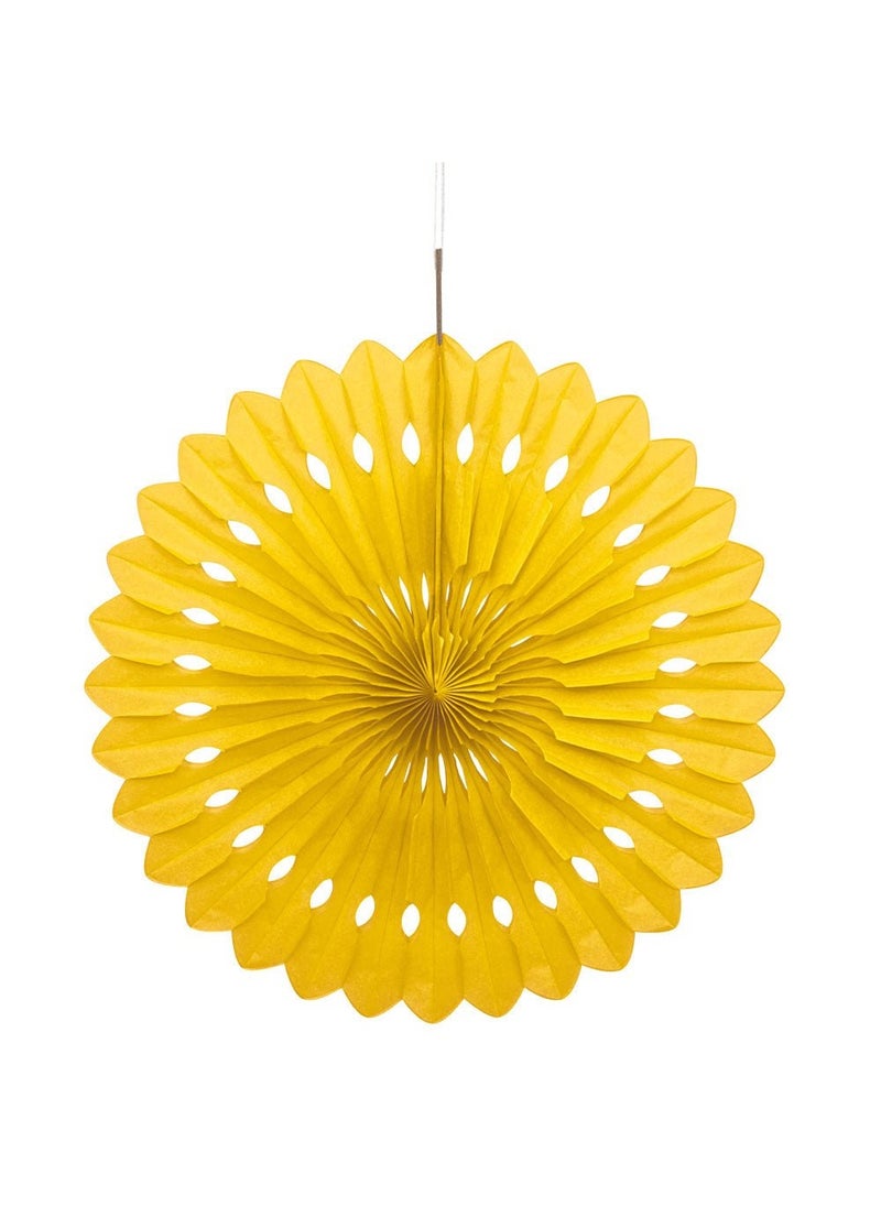 يونيك ديكور معلق من ورق أصفر على شكل مروحة على شكل خلية نحل، 40 سم